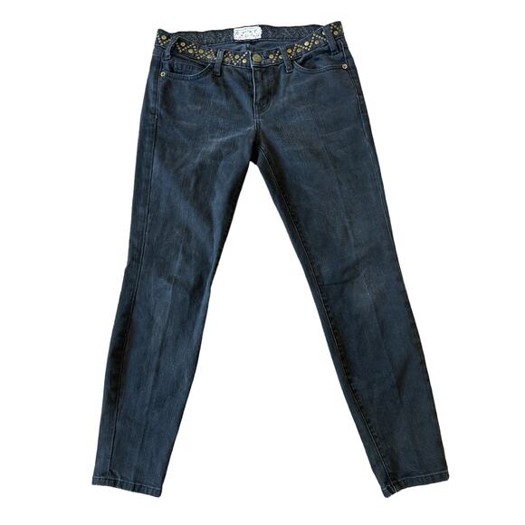 Current/Elliott Stiletto Jeans 27 Black Skinny Low Rise Studded Designer Rocker - Picture 2 of 15